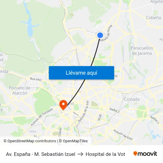 Av. España - M. Sebastián Izuel to Hospital de la Vot map