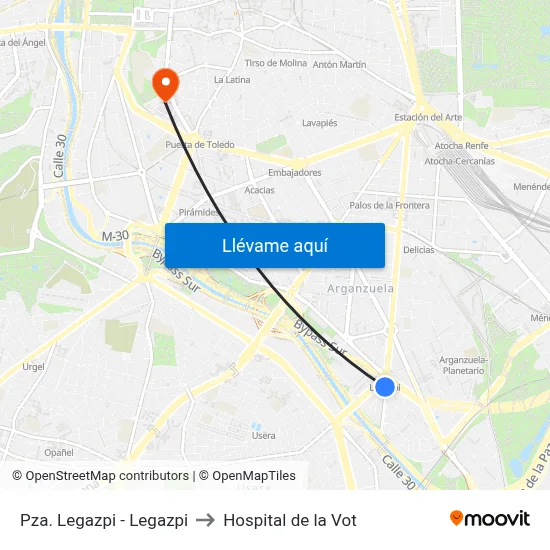 Pza. Legazpi - Legazpi to Hospital de la Vot map