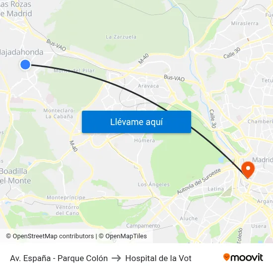 Av. España - Parque Colón to Hospital de la Vot map