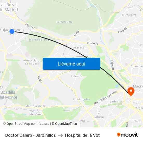 Doctor Calero - Jardinillos to Hospital de la Vot map