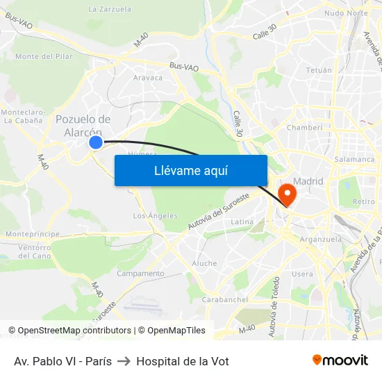 Av. Pablo VI - París to Hospital de la Vot map