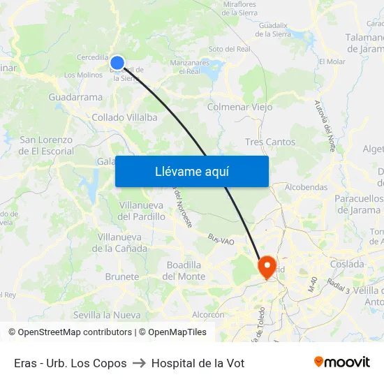 Eras - Urb. Los Copos to Hospital de la Vot map