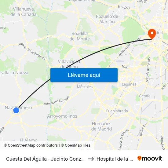 Cuesta Del Águila - Jacinto González to Hospital de la Vot map