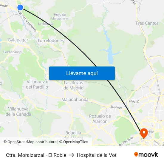 Ctra. Moralzarzal - El Roble to Hospital de la Vot map