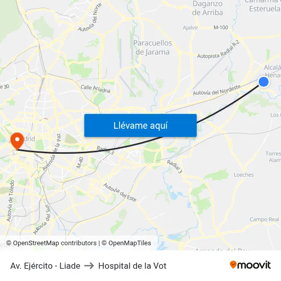 Av. Ejército - Liade to Hospital de la Vot map