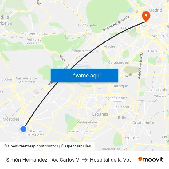 Simón Hernández - Av. Carlos V to Hospital de la Vot map