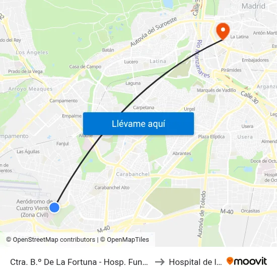 Ctra. B.º De La Fortuna - Hosp. Fund. San José to Hospital de la Vot map