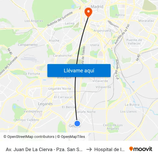 Av. Juan De La Cierva - Pza. San Sebastián to Hospital de la Vot map