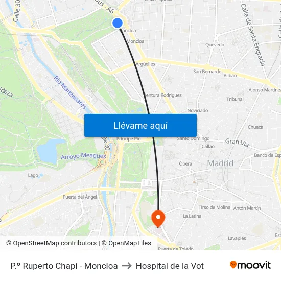 P.º Ruperto Chapí - Moncloa to Hospital de la Vot map