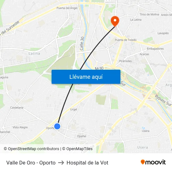 Valle De Oro - Oporto to Hospital de la Vot map
