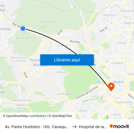 Av. Padre Huidobro - Urb. Casaquemada to Hospital de la Vot map