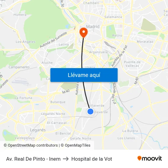 Av. Real De Pinto - Inem to Hospital de la Vot map
