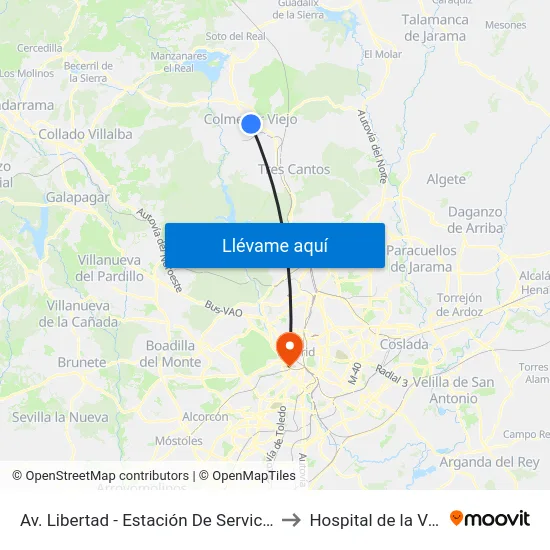 Av. Libertad - Estación De Servicio to Hospital de la Vot map