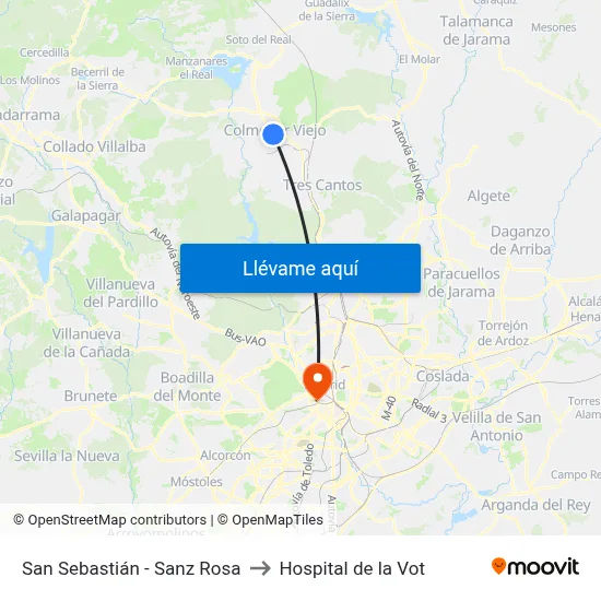 San Sebastián - Sanz Rosa to Hospital de la Vot map