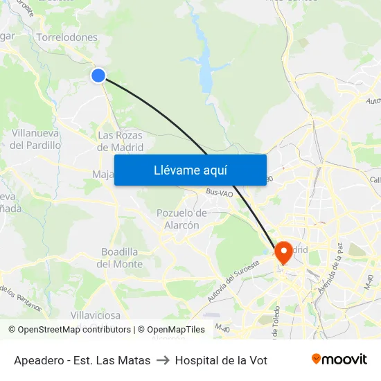 Apeadero - Est. Las Matas to Hospital de la Vot map