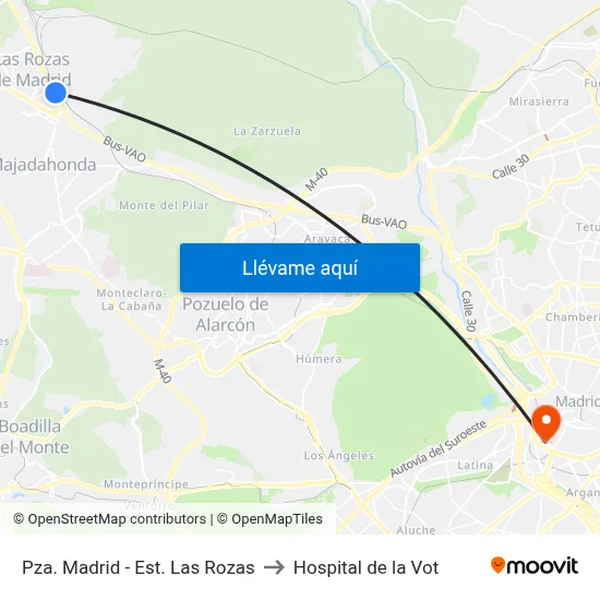 Pza. Madrid - Est. Las Rozas to Hospital de la Vot map