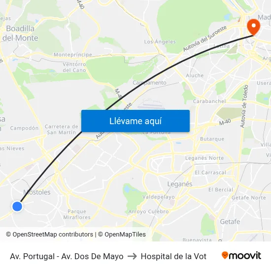 Av. Portugal - Av. Dos De Mayo to Hospital de la Vot map