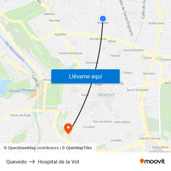 Quevedo to Hospital de la Vot map