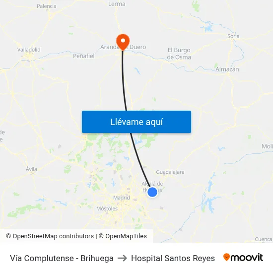 Vía Complutense - Brihuega to Hospital Santos Reyes map