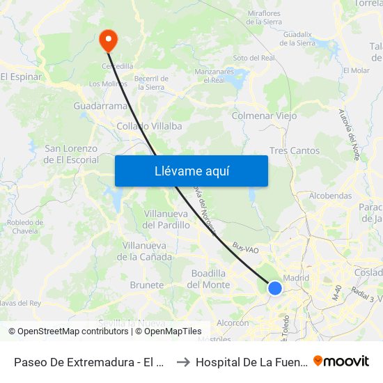 Paseo De Extremadura - El Greco to Hospital De La Fuenfría. map