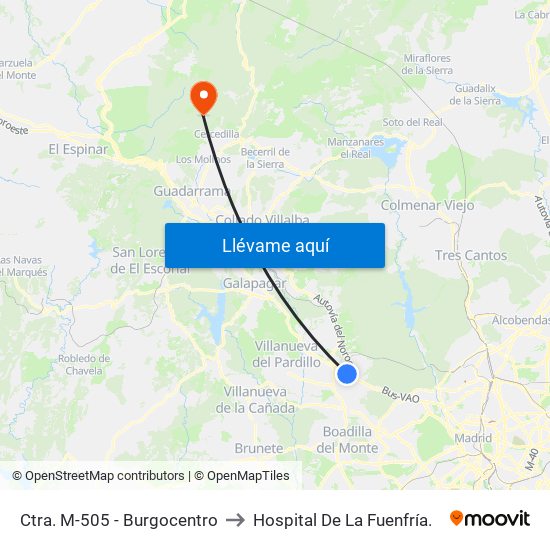 Ctra. M-505 - Burgocentro to Hospital De La Fuenfría. map