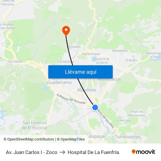 Av. Juan Carlos I - Zoco to Hospital De La Fuenfría. map