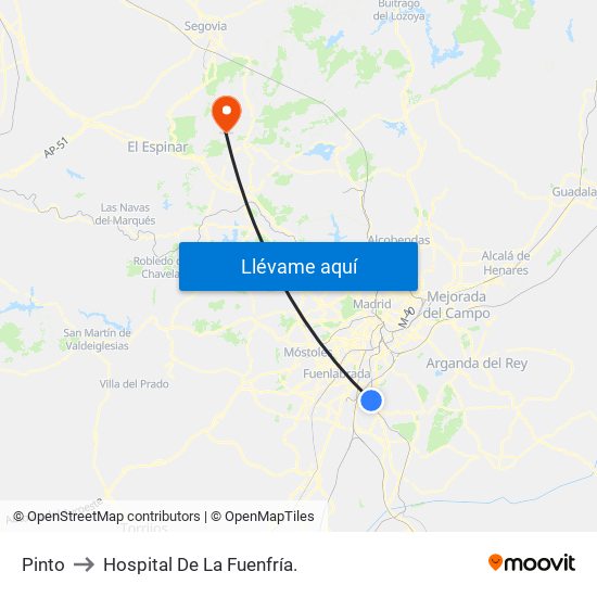 Pinto to Hospital De La Fuenfría. map