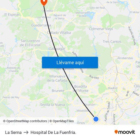 La Serna to Hospital De La Fuenfría. map
