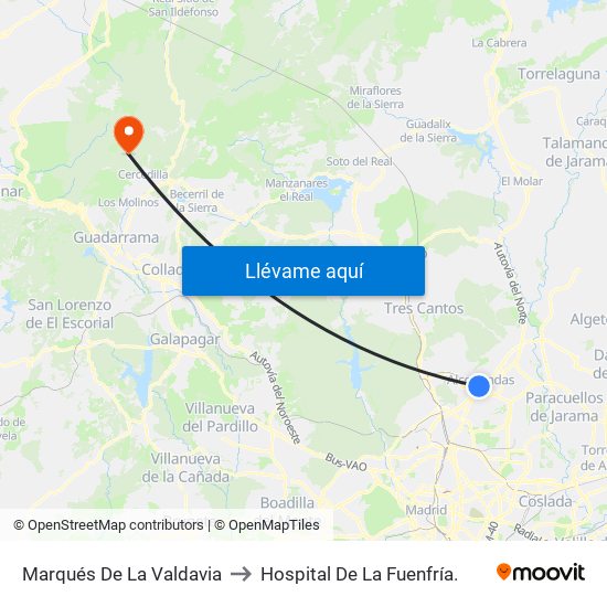 Marqués De La Valdavia to Hospital De La Fuenfría. map
