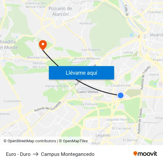 Euro - Duro to Campus Montegancedo map