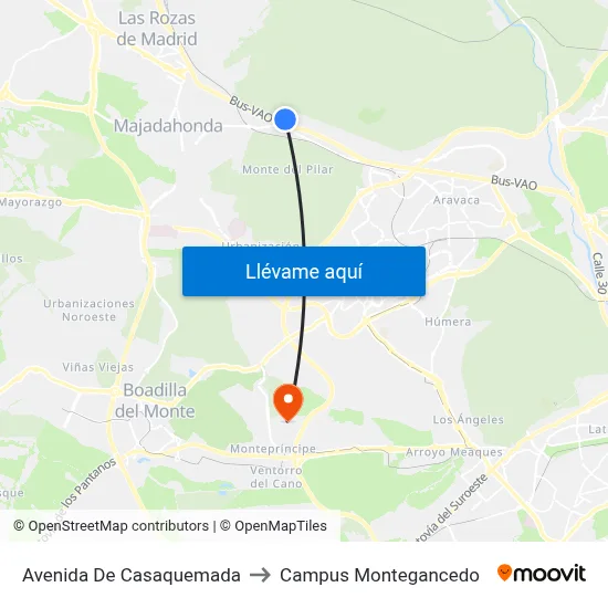 Avenida De Casaquemada to Campus Montegancedo map