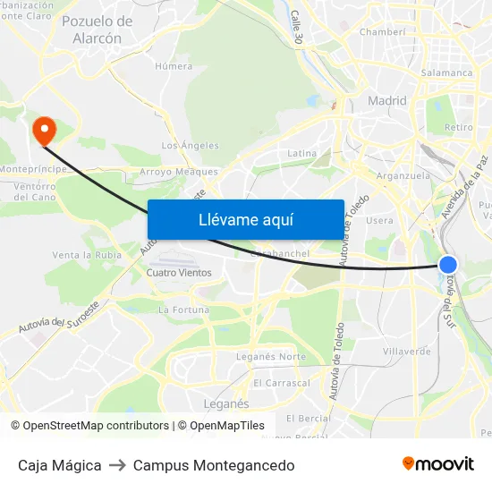 Caja Mágica to Campus Montegancedo map