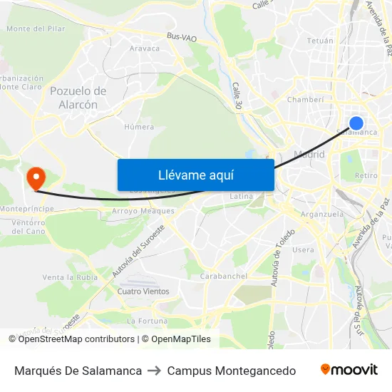 Marqués De Salamanca to Campus Montegancedo map