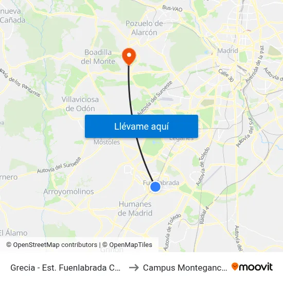 Grecia - Est. Fuenlabrada Central to Campus Montegancedo map