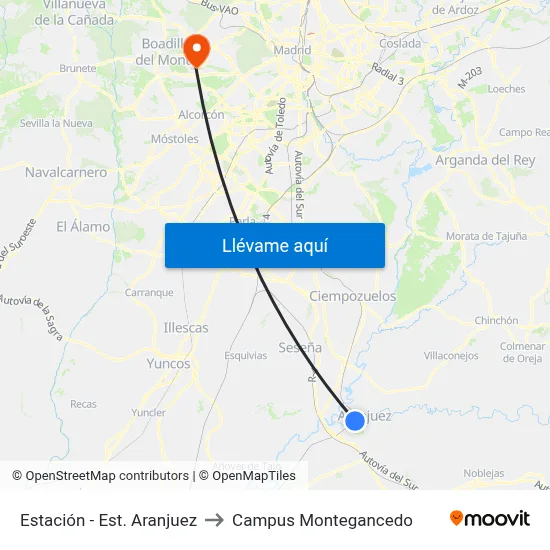 Estación - Est. Aranjuez to Campus Montegancedo map