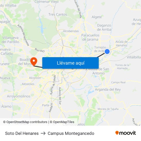 Soto Del Henares to Campus Montegancedo map