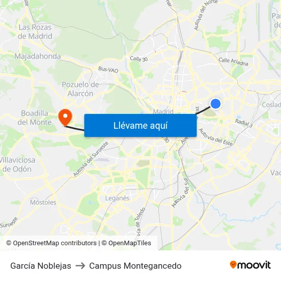 García Noblejas to Campus Montegancedo map