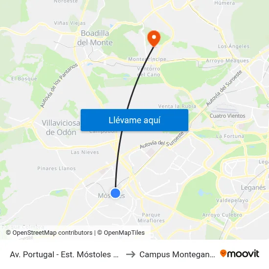 Av. Portugal - Est. Móstoles Central to Campus Montegancedo map