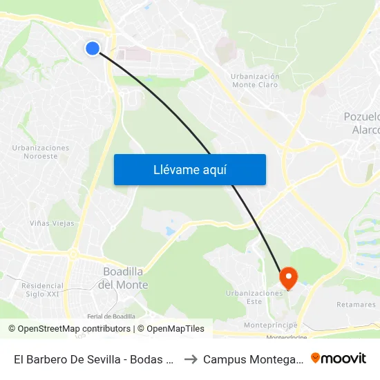 El Barbero De Sevilla - Bodas De Fígaro to Campus Montegancedo map