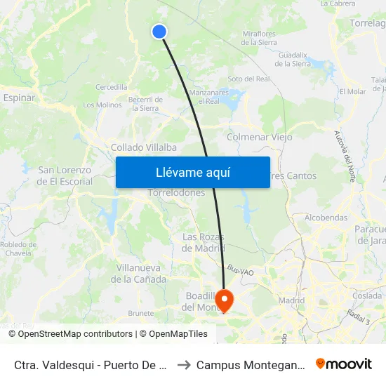 Ctra. Valdesqui - Puerto De Cotos to Campus Montegancedo map