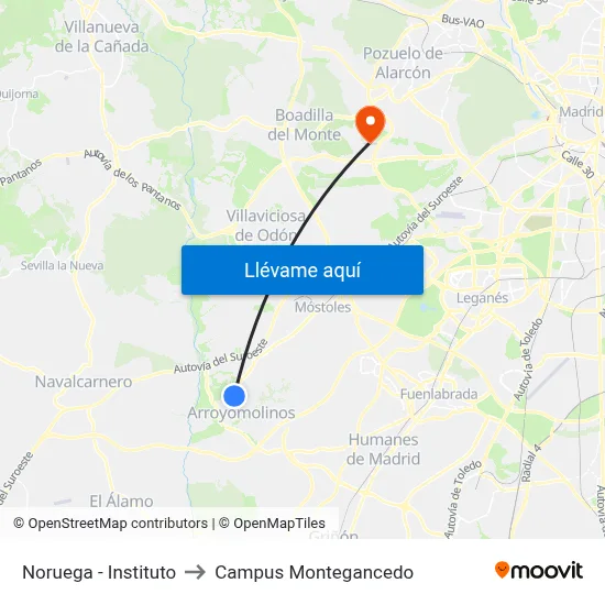 Noruega - Instituto to Campus Montegancedo map