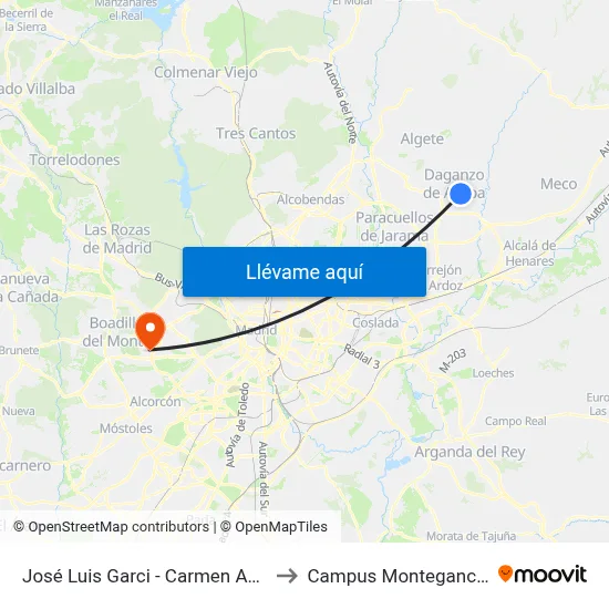 José Luis Garci - Carmen Amaya to Campus Montegancedo map