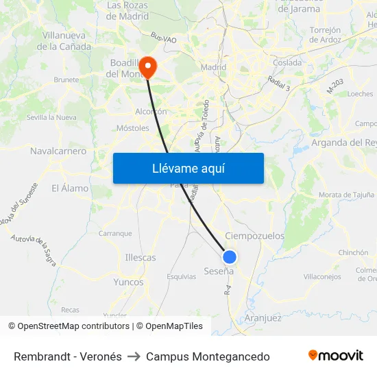 Rembrandt - Veronés to Campus Montegancedo map