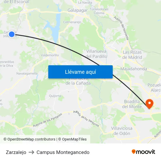 Zarzalejo to Campus Montegancedo map