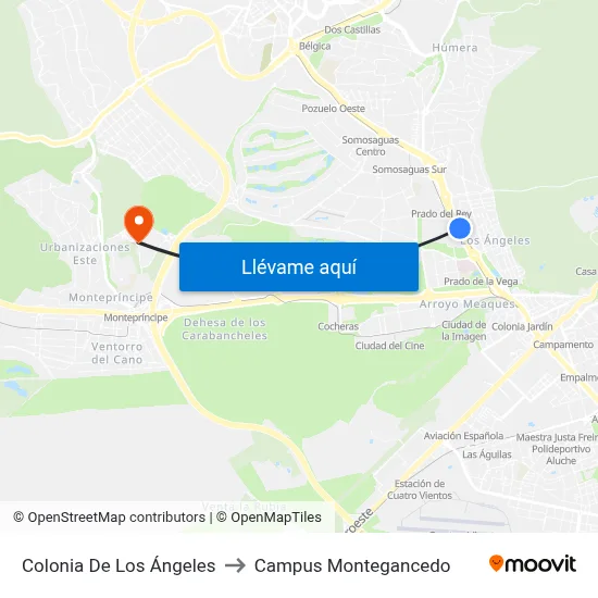 Colonia De Los Ángeles to Campus Montegancedo map