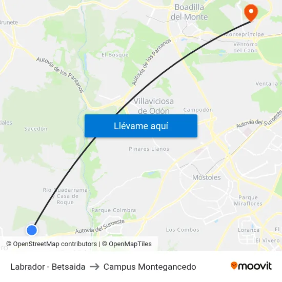 Labrador - Betsaida to Campus Montegancedo map