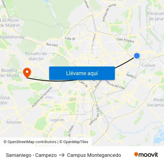 Samaniego - Campezo to Campus Montegancedo map