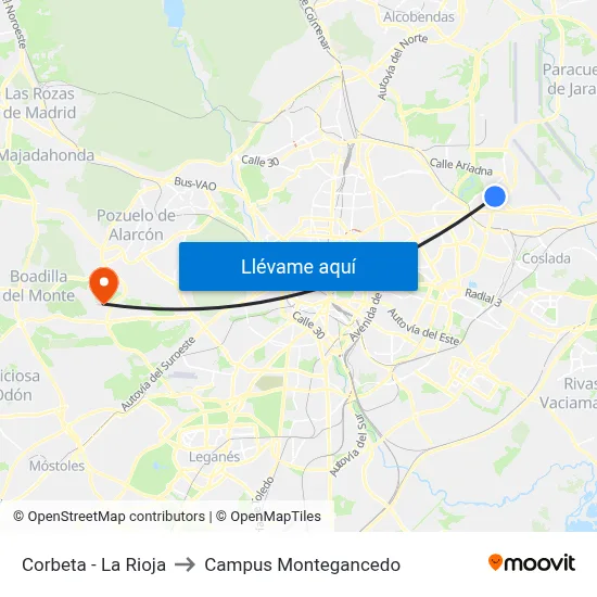 Corbeta - La Rioja to Campus Montegancedo map