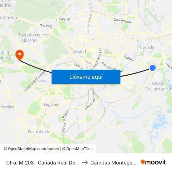 Ctra. M-203 - Cañada Real De Merina to Campus Montegancedo map