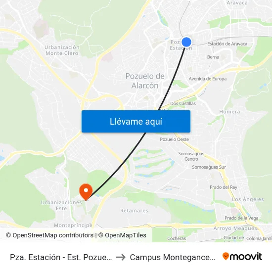 Pza. Estación - Est. Pozuelo to Campus Montegancedo map